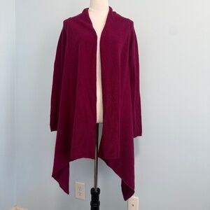 Aqua Cashmere Women’s Burgundy Drape Loose Seamless Cardigan Size S